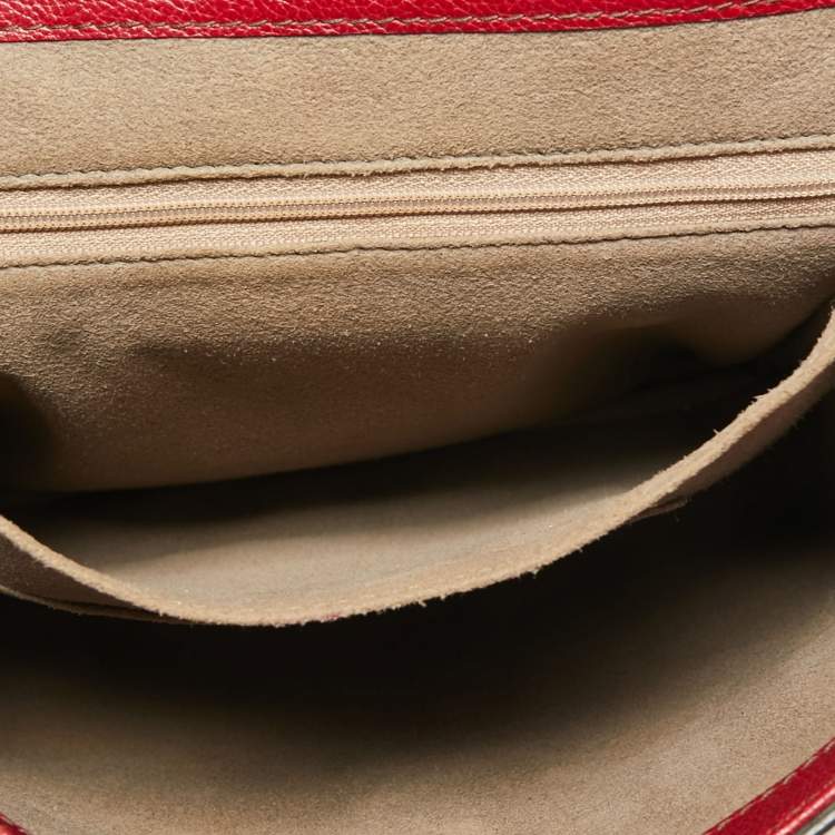 Pre Owned Cartier Red Leather/Patent Leather and Python Classic Feminine Line Chain Bag