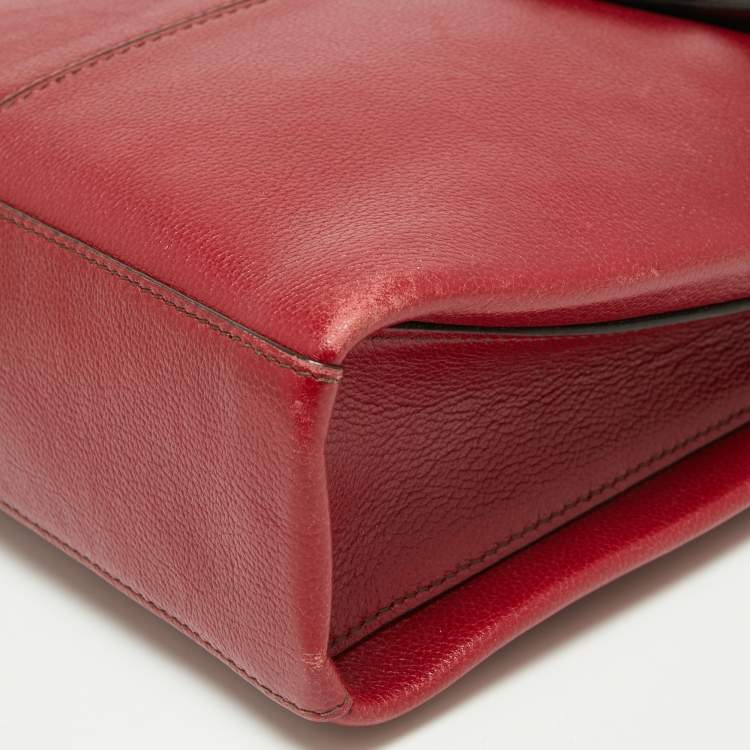 Pre Owned Cartier Red Leather/Patent Leather and Python Classic Feminine Line Chain Bag