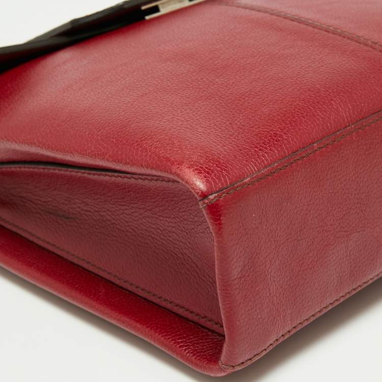 Pre Owned Cartier Red Leather/Patent Leather and Python Classic Feminine Line Chain Bag