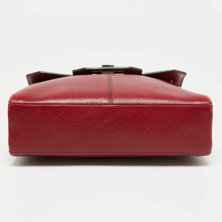 Pre Owned Cartier Red Leather/Patent Leather and Python Classic Feminine Line Chain Bag