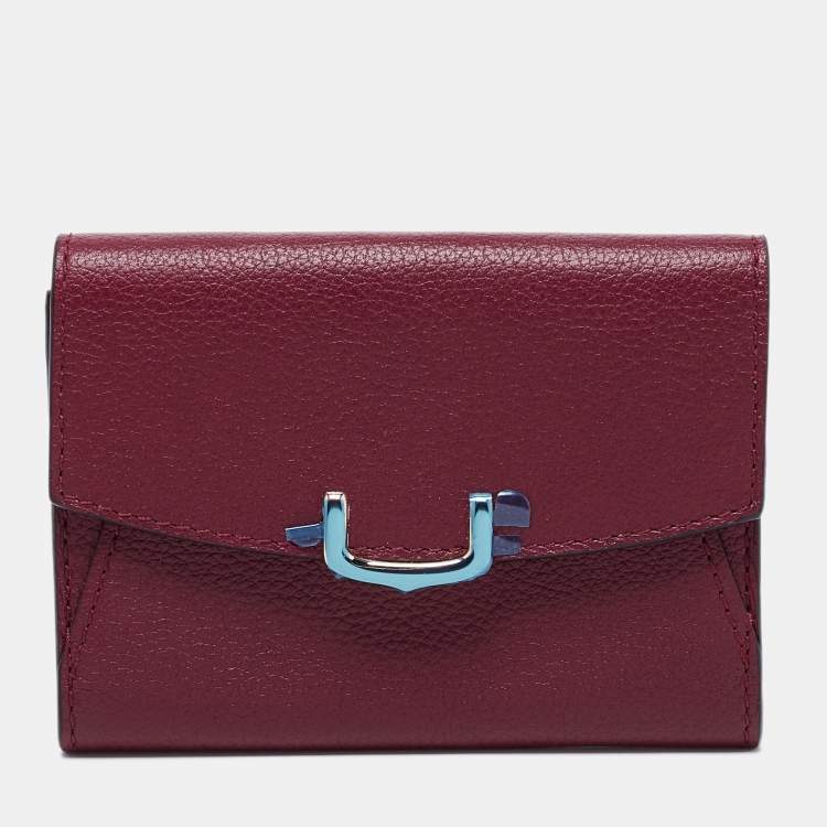 Pre Owned Cartier Maroon Leather C De Cartier Compact Wallet