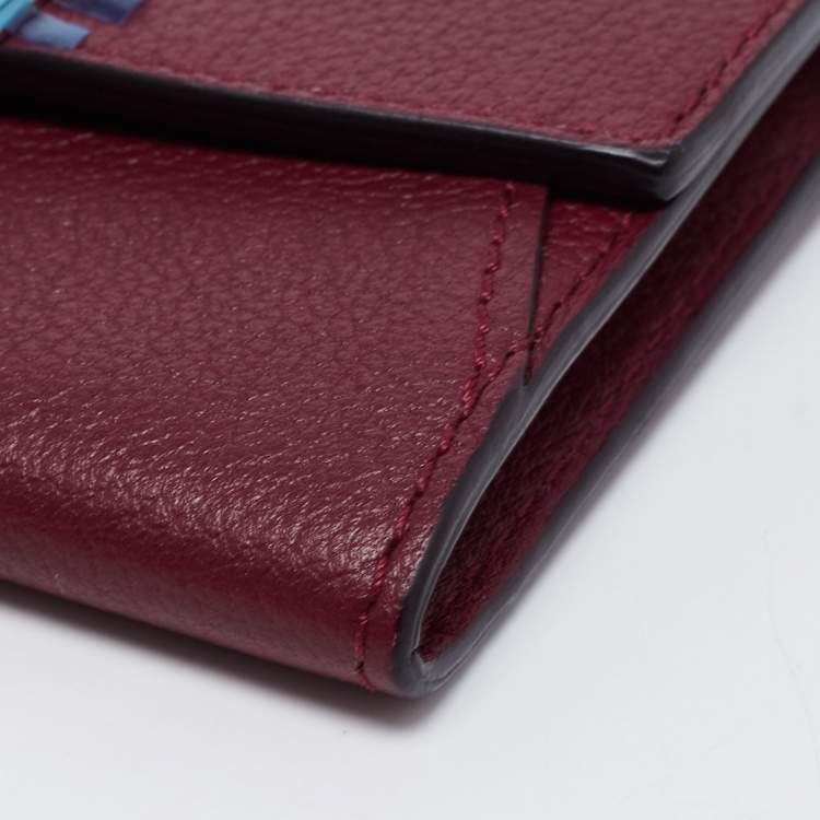 Pre Owned Cartier Maroon Leather C De Cartier Compact Wallet