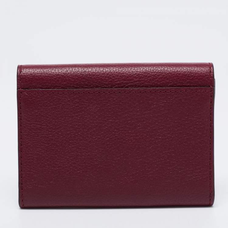Pre Owned Cartier Maroon Leather C De Cartier Compact Wallet