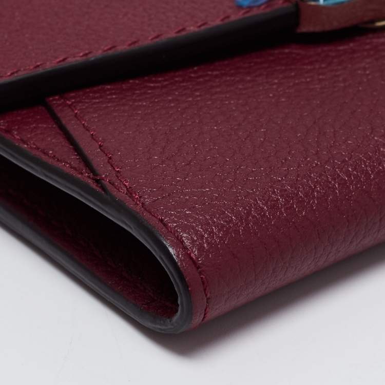 Pre Owned Cartier Maroon Leather C De Cartier Compact Wallet