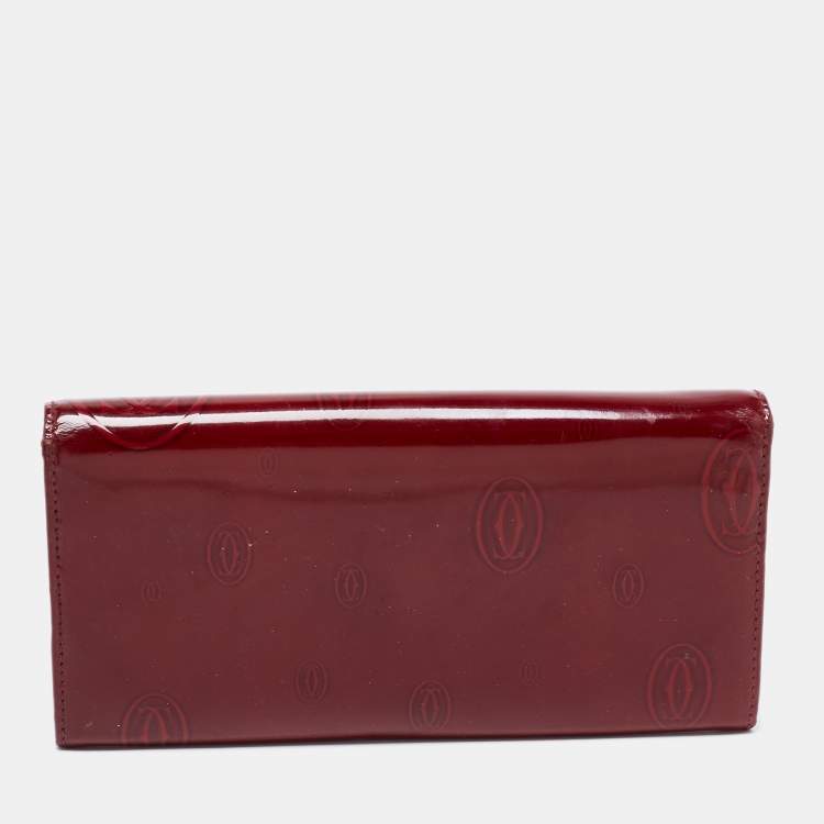 مملوكة مسبقًا Cartier Maroon Patent Leather Happy Birthday Continental Wallet