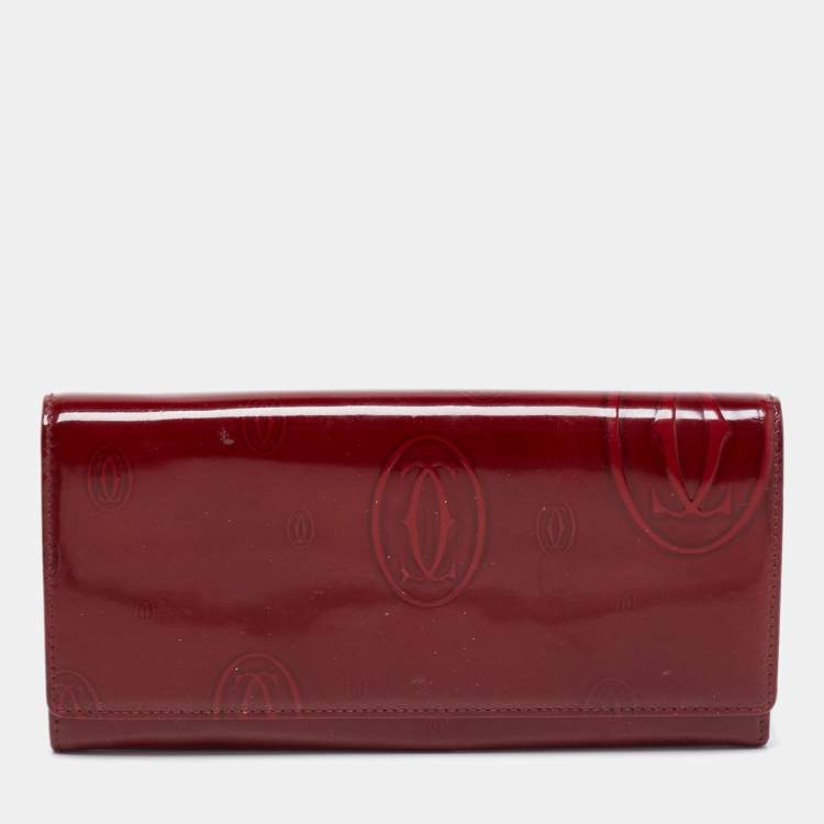 مملوكة مسبقًا Cartier Maroon Patent Leather Happy Birthday Continental Wallet