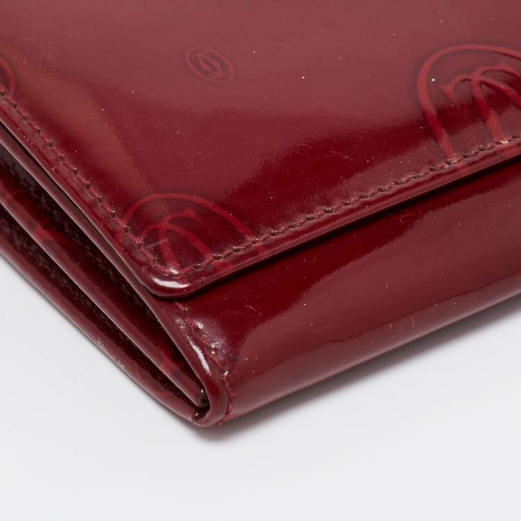 مملوكة مسبقًا Cartier Maroon Patent Leather Happy Birthday Continental Wallet