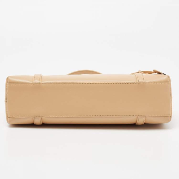 Pre Owned Cartier Beige Leather Cabochon Flap Shoulder Bag