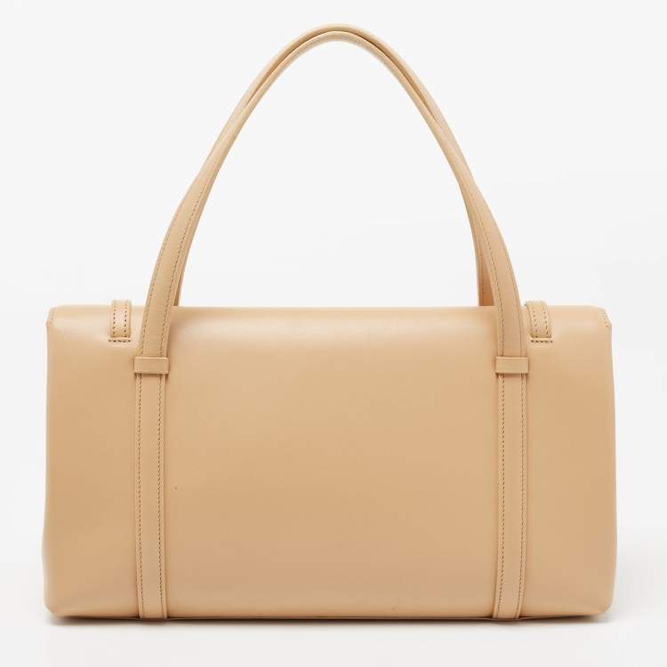 Pre Owned Cartier Beige Leather Cabochon Flap Shoulder Bag