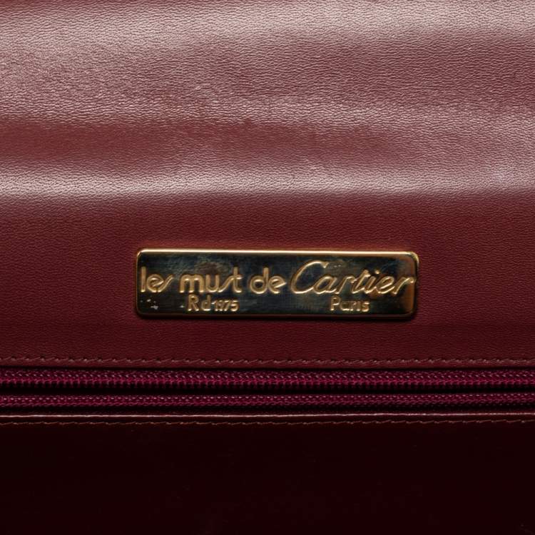 Pre Owned Cartier Burgundy Leather Vintage Les Must de Cartier Clutch