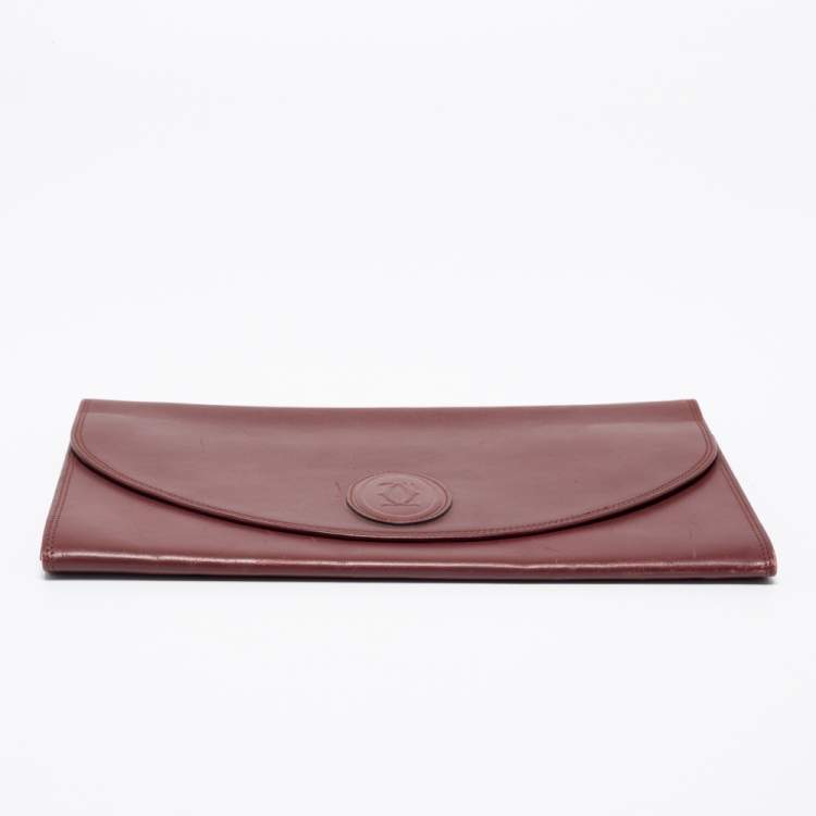 Pre Owned Cartier Burgundy Leather Vintage Les Must de Cartier Clutch