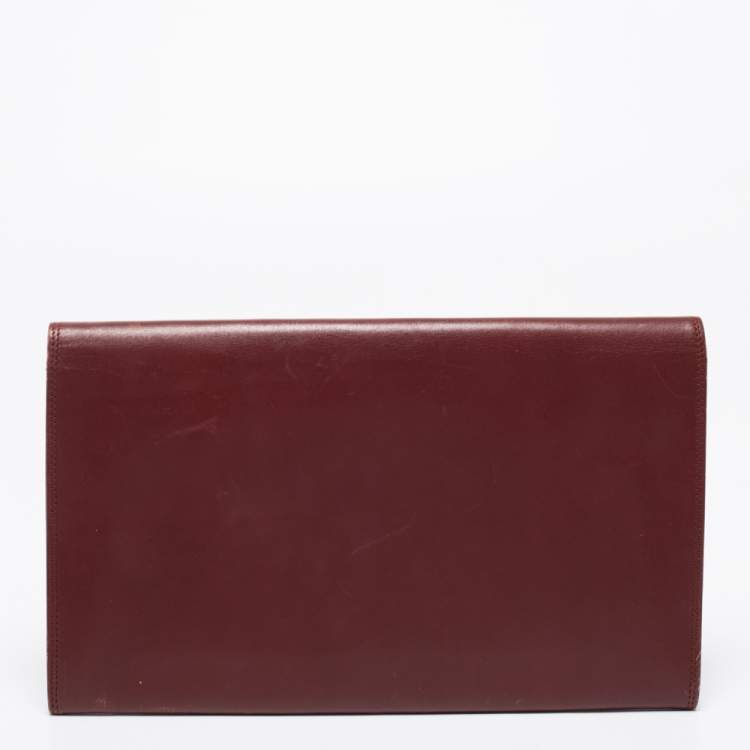 Pre Owned Cartier Burgundy Leather Vintage Les Must de Cartier Clutch