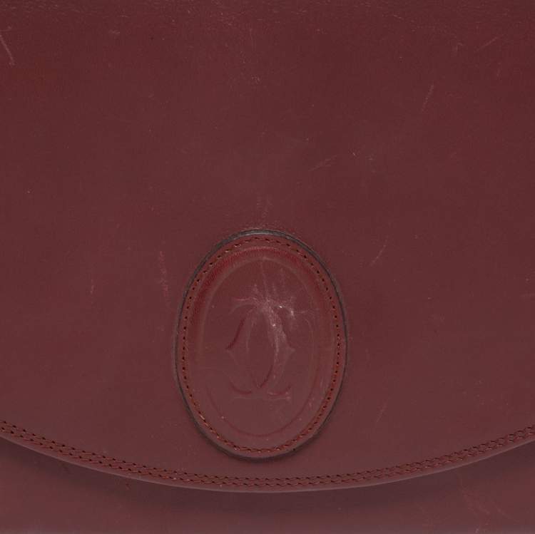 Pre Owned Cartier Burgundy Leather Vintage Les Must de Cartier Clutch