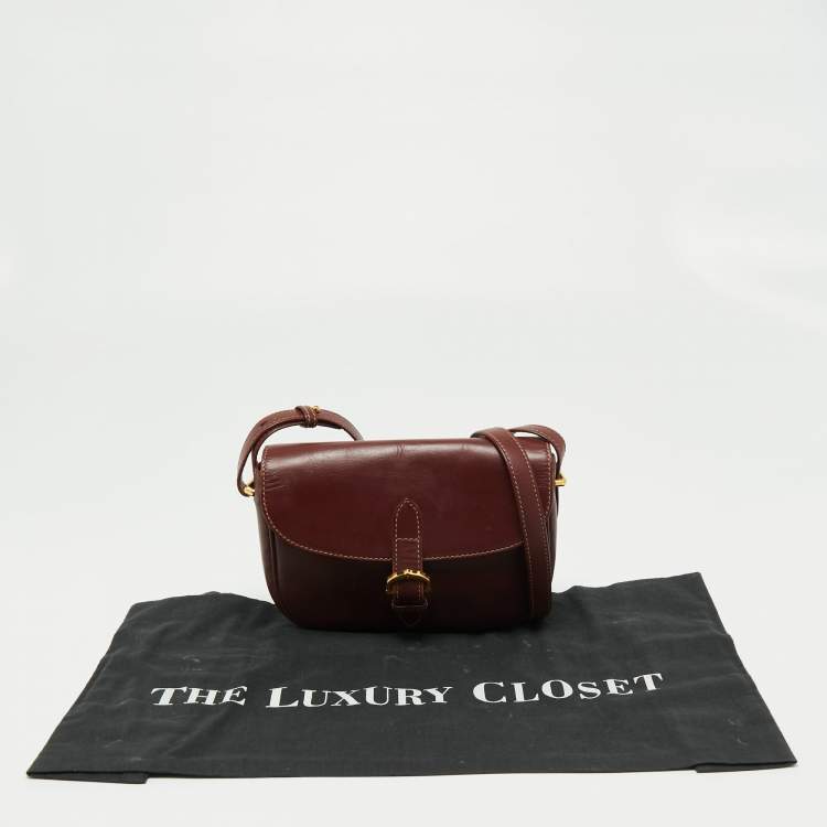 Pre Owned Cartier Burgundy Leather Must de Cartier Crossbody Bag