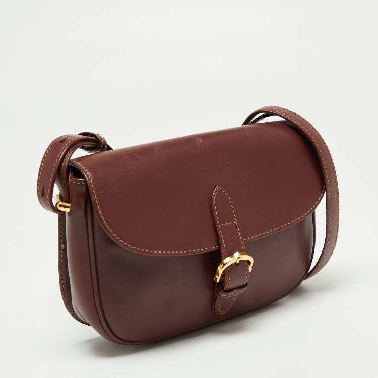 Pre Owned Cartier Burgundy Leather Must de Cartier Crossbody Bag