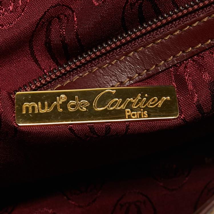 Pre Owned Cartier Burgundy Leather Must de Cartier Crossbody Bag