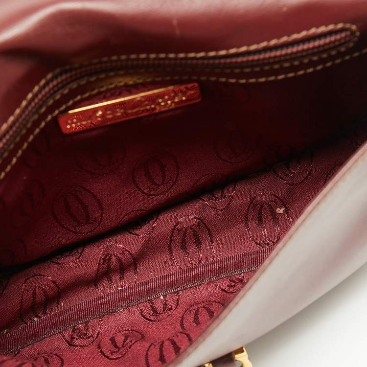 Pre Owned Cartier Burgundy Leather Must de Cartier Crossbody Bag