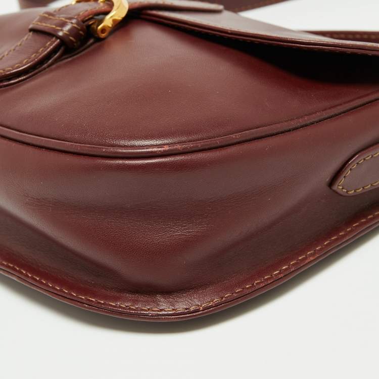 Pre Owned Cartier Burgundy Leather Must de Cartier Crossbody Bag