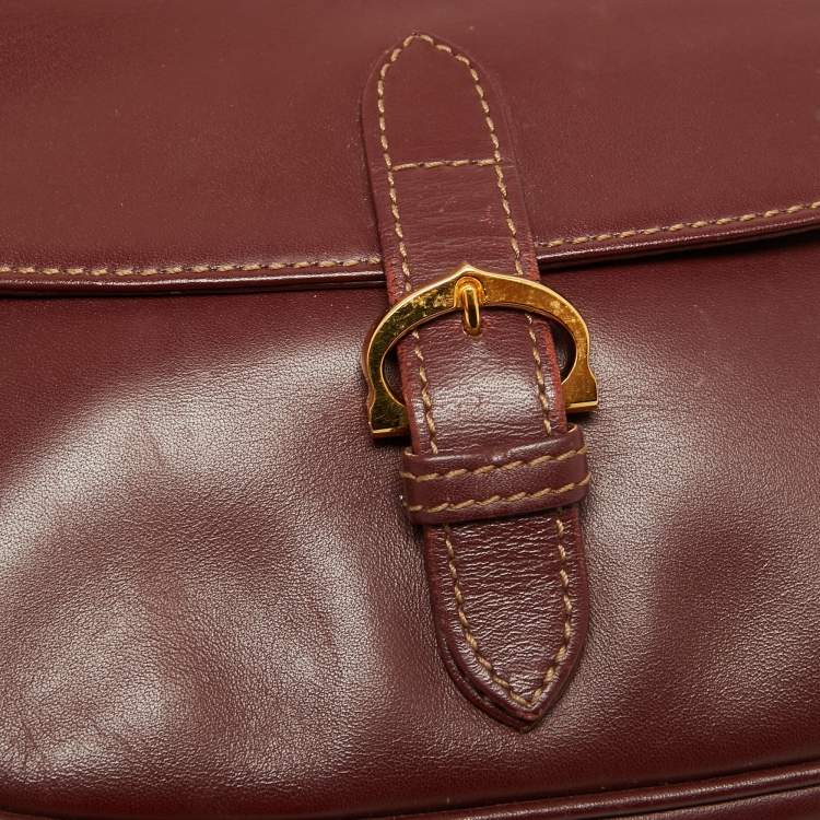 Pre Owned Cartier Burgundy Leather Must de Cartier Crossbody Bag