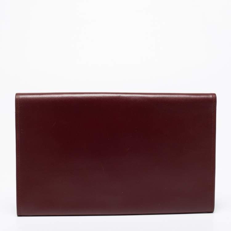 Pre Owned Cartier Burgundy Leather Vintage Les Must de Cartier Clutch