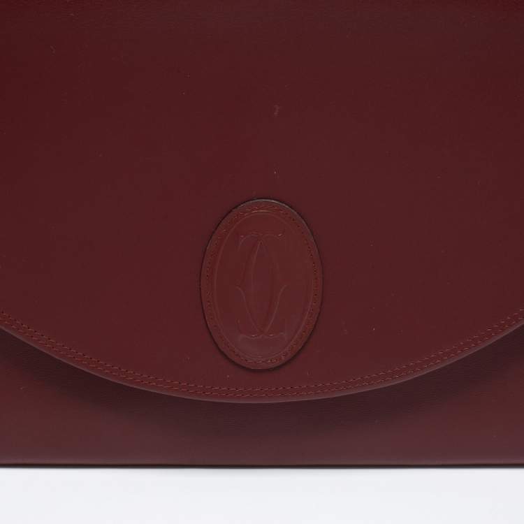 Pre Owned Cartier Burgundy Leather Vintage Les Must de Cartier Clutch