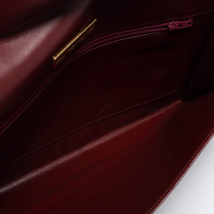 Pre Owned Cartier Burgundy Leather Vintage Les Must de Cartier Clutch