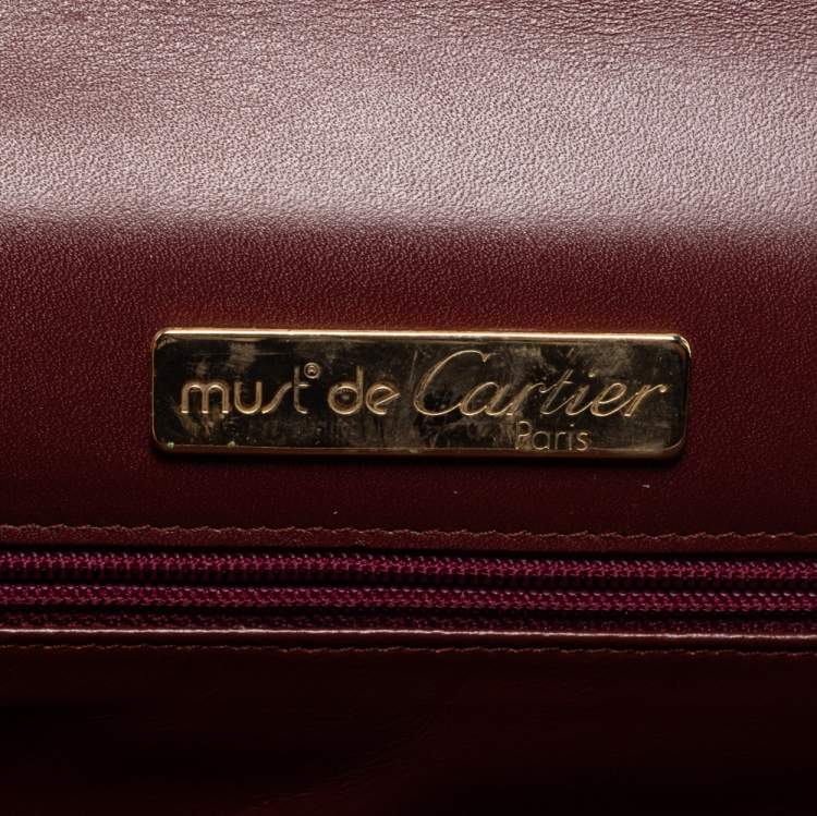Pre Owned Cartier Burgundy Leather Vintage Les Must de Cartier Clutch