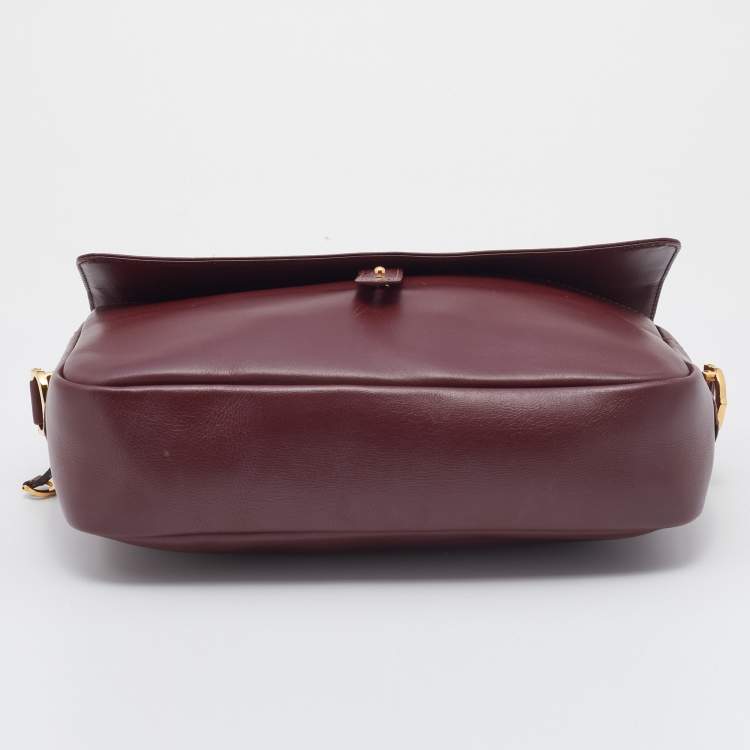 Pre Owned Cartier Burgundy Leather Must de Cartier Shoulder Bag