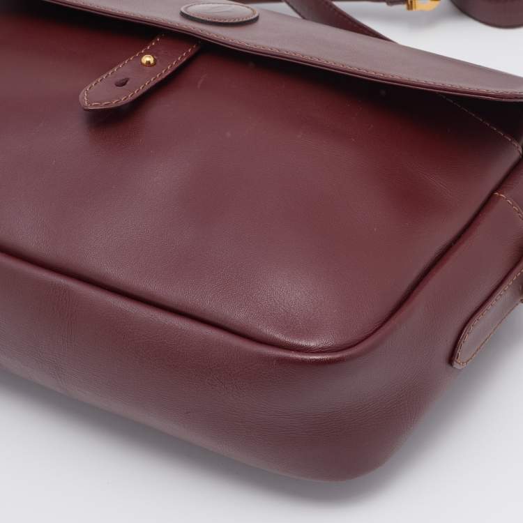 Pre Owned Cartier Burgundy Leather Must de Cartier Shoulder Bag