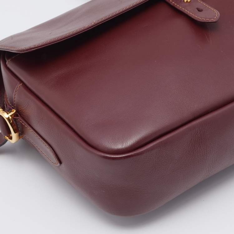 Pre Owned Cartier Burgundy Leather Must de Cartier Shoulder Bag