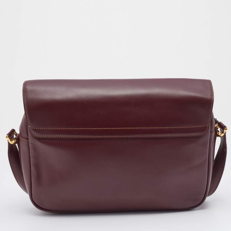 Pre Owned Cartier Burgundy Leather Must de Cartier Shoulder Bag