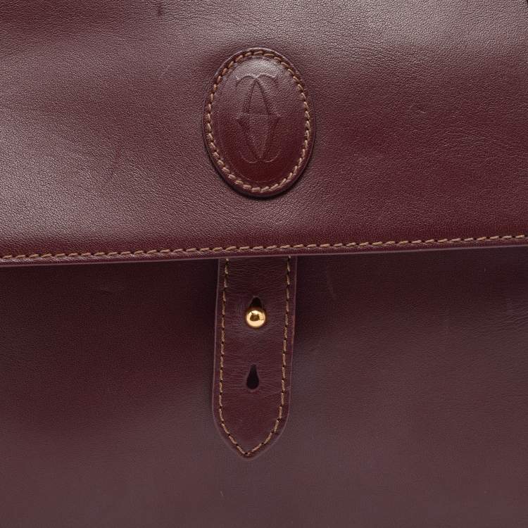 Pre Owned Cartier Burgundy Leather Must de Cartier Shoulder Bag