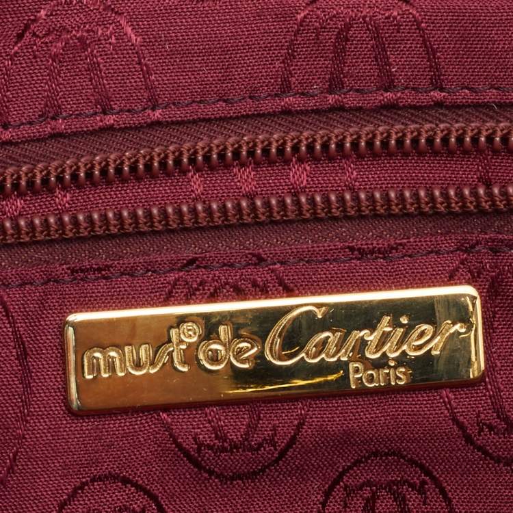 Pre Owned Cartier Burgundy Leather Must de Cartier Shoulder Bag