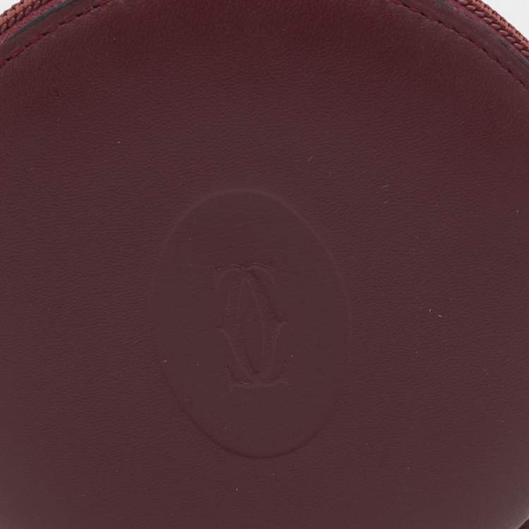 Pre Owned Cartier Burgundy Leather Must De Round Coin Purse