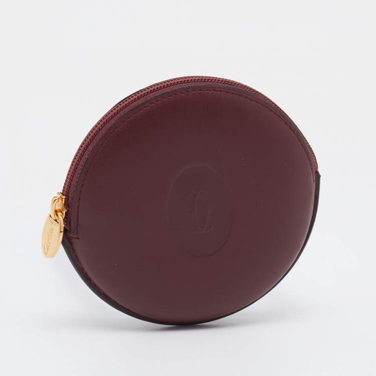 Pre Owned Cartier Burgundy Leather Must De Round Coin Purse