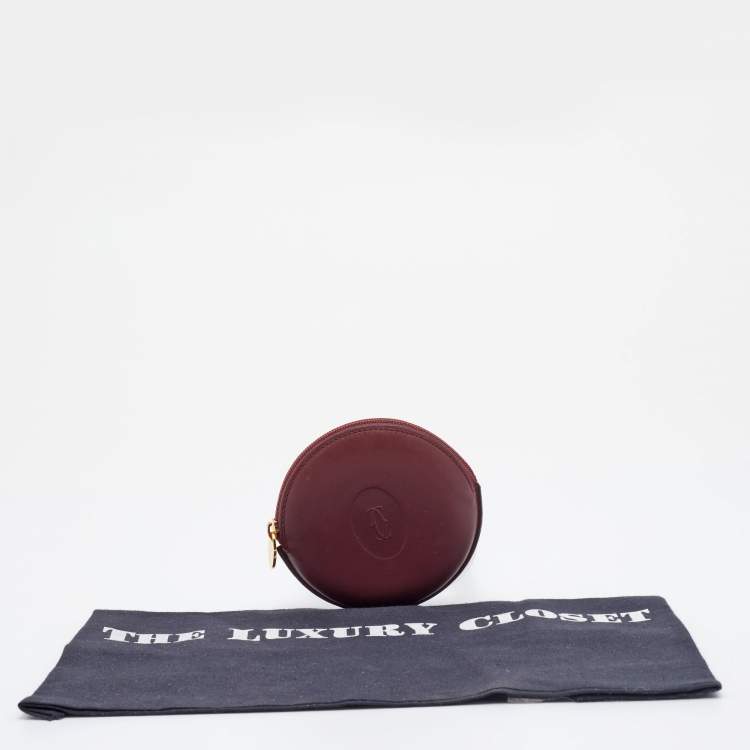 Pre Owned Cartier Burgundy Leather Must De Round Coin Purse