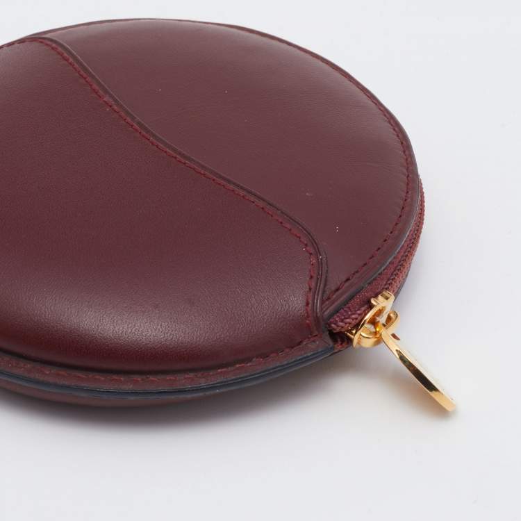 Pre Owned Cartier Burgundy Leather Must De Round Coin Purse