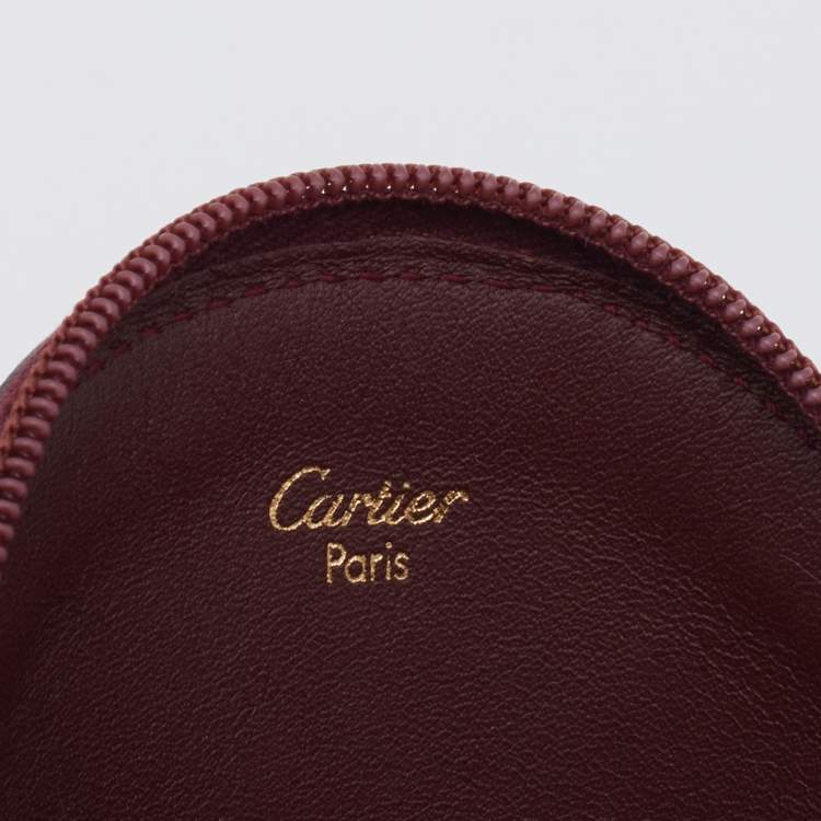 Pre Owned Cartier Burgundy Leather Must De Round Coin Purse