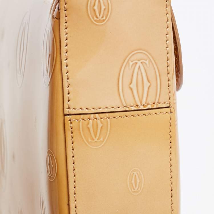 Pre Owned Cartier Beige Embossed Leather Happy Birthday Shoulder Bag