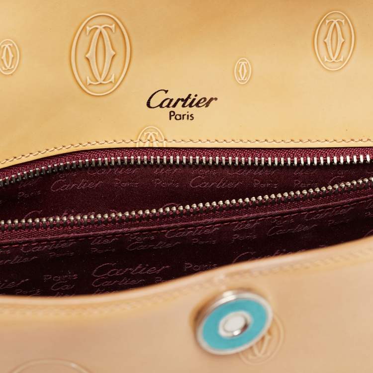 Pre Owned Cartier Beige Embossed Leather Happy Birthday Shoulder Bag