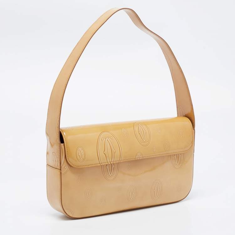 Pre Owned Cartier Beige Embossed Leather Happy Birthday Shoulder Bag
