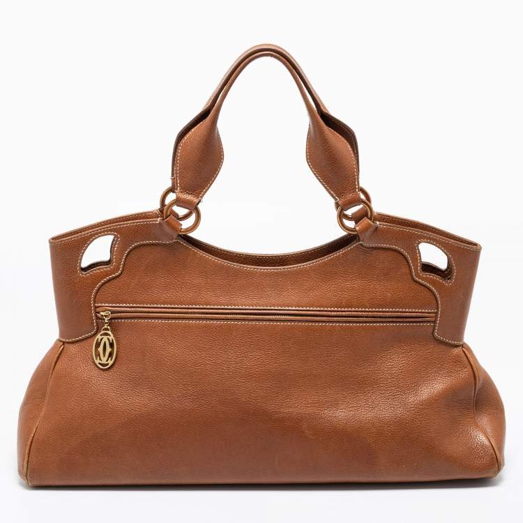Pre Owned Cartier Brown Leather Marcello De Cartier Shoulder Bag