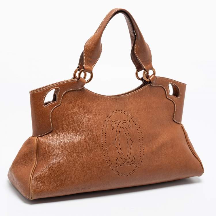Pre Owned Cartier Brown Leather Marcello De Cartier Shoulder Bag