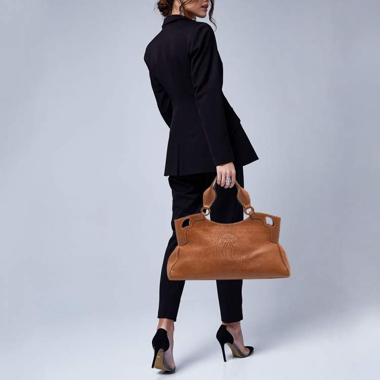 Pre Owned Cartier Brown Leather Marcello De Cartier Shoulder Bag