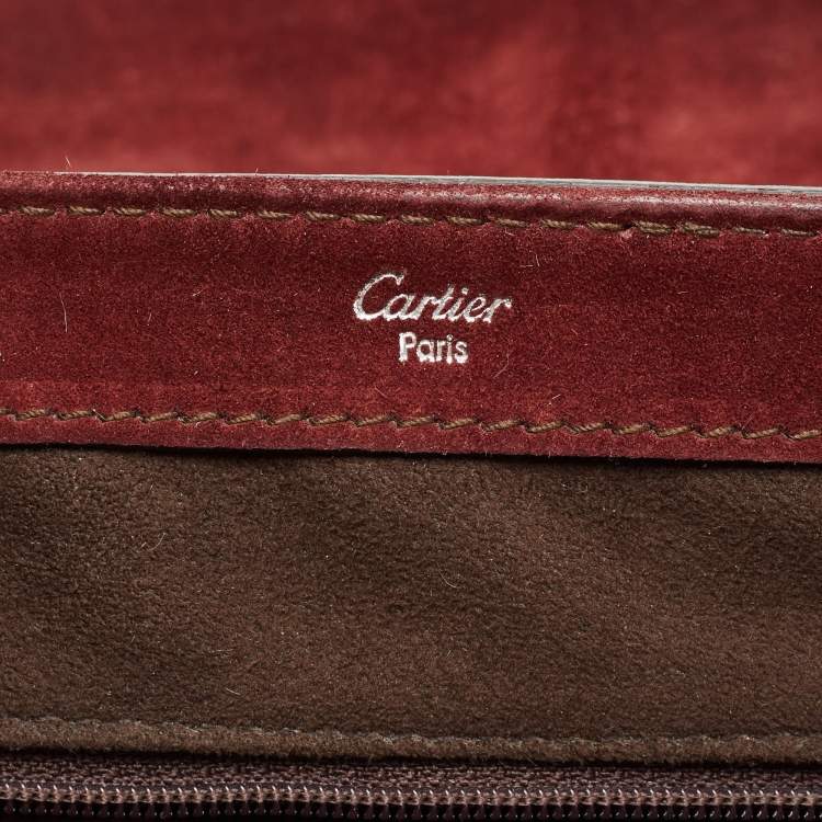 Pre Owned Cartier Dark Brown Patent Leather And Suede Classic Feminine Line Chain Bag