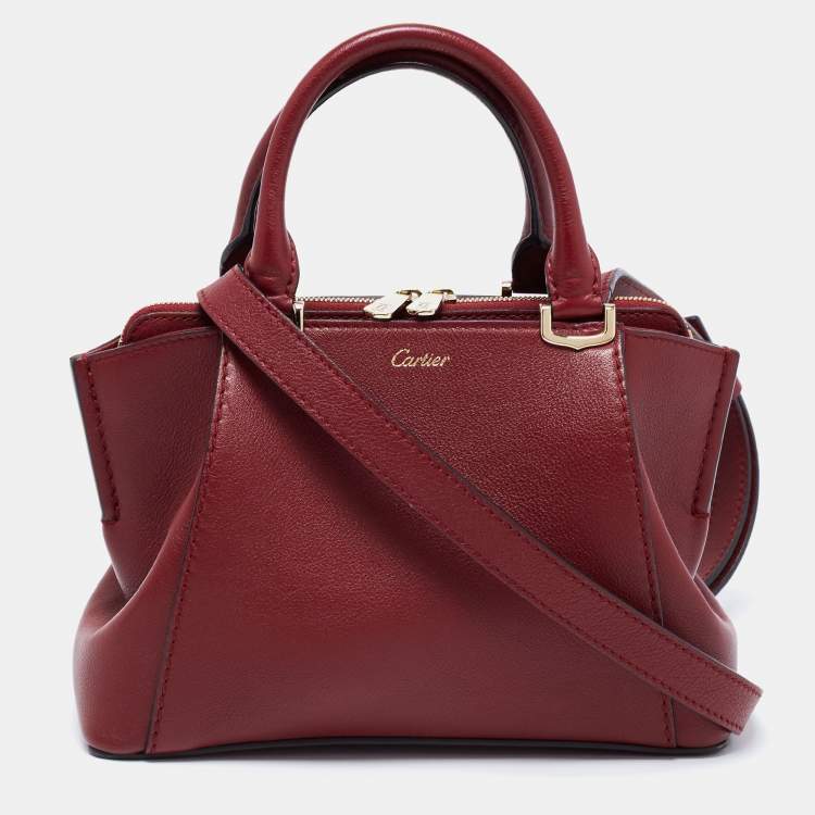 مملوكة مسبقًا Cartier Burgundy Leather C de Cartier Satchel