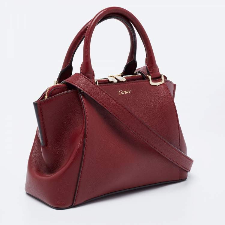 مملوكة مسبقًا Cartier Burgundy Leather C de Cartier Satchel