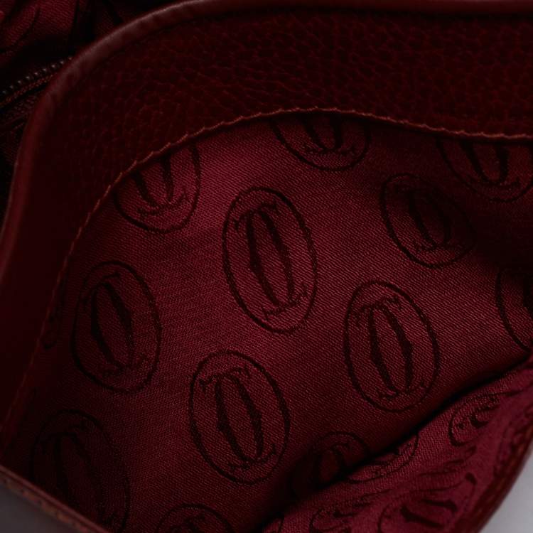 Pre Owned Cartier Burgundy Leather Must de Cartier Shoulder Bag