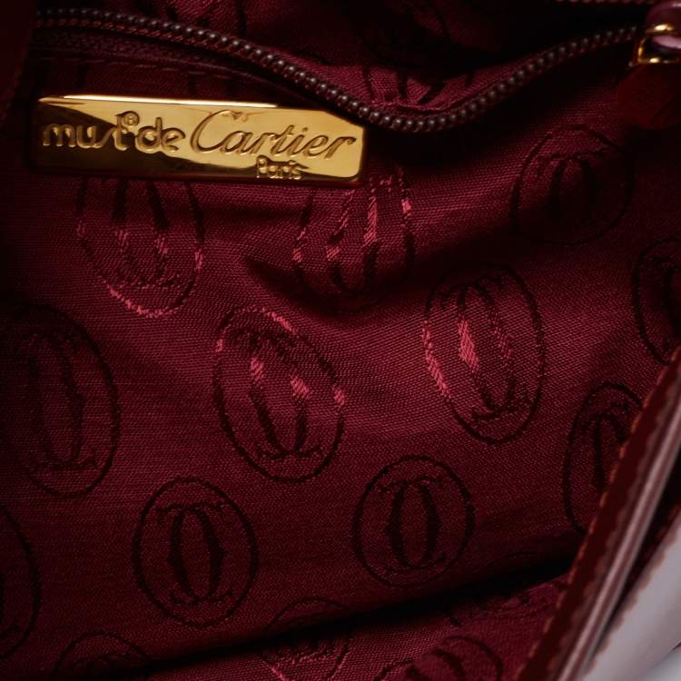 Pre Owned Cartier Burgundy Leather Must de Cartier Shoulder Bag