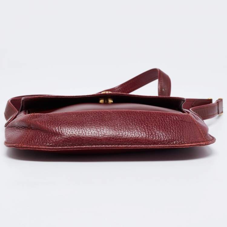 Pre Owned Cartier Burgundy Leather Must de Cartier Shoulder Bag